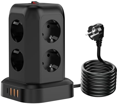 SMALLRT 8-Fach Steckdosenleiste mit USB-C, Schalter & Überspannungsschutz | 2 m Kabel · Kindersicherung · Platzsparend · Mehrere Geräte gleichzeitig · Für Zuhause & Büro