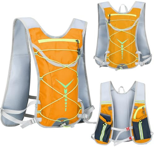 Running Backpacks, Lightweight Hydration Vest Daypack with Adjust Chest Straps Compatible with 3L Water Bladder, Breathable Reflective Insulation Pack for Women Men Hiking Cycling