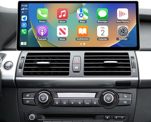 Road Top CarPlay Car Radio Coche, 12,3 Pulgadas Pantalla Táctil de para BMW X5 X6 Serie E70/E71 con CCC Sistema (2007-2009 Año), Estéreo de Coche con Bisel Estrecho para CarPlay/Android Auto