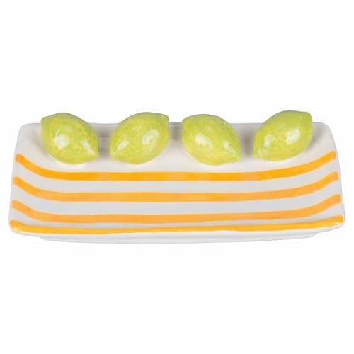 Villa d'Este Home Tivoli 2012 Piattino decorativo in ceramica15x8,5 cm, design limone, Fruit Life