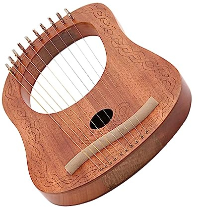 Yardwe 10-saitige Holzleierharfe Tragbar mit Stimmfunktion Warmem Klang und Elegantem Muster Geeignet für Anfänger und Unterwegs