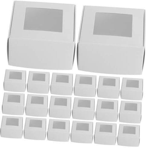 WOFASHPURET 50stücke Kleine Geschenkschachtel aus Papier mit Sichtfenster Verpackungskarton Papierschachteln Dekorative Schachteln zum Verpacken Kleine Schachtel für Desserts und Gastgeschenke
