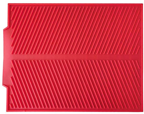Dishes Rack Heat 16x13 cmSilicone Dish Mat Counter X Inch Drying for Kitchen Kitchen, Dining & Bar Dish Drainer Tray ( Red )