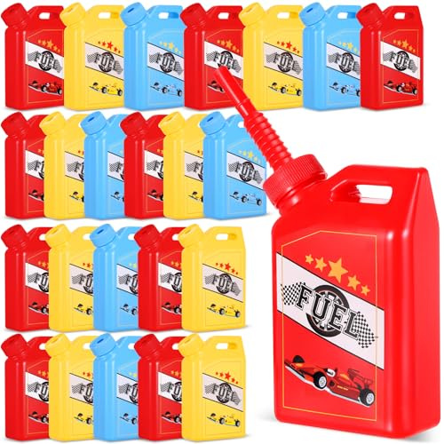 Mifoci 24 Pcs Race Car Fuel Can Cups Set 11 oz Fuel Race Drinking Cup with Straw Red Blue Yellow Racing Theme Birthday Party Favor for Kids Racing Car Theme Birthday Party Baby Shower