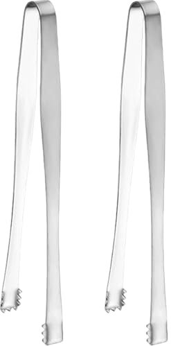 CGTQROVR 2pcs Tongles de Glace en Acier Inoxydable Egg Chalaza Rettrage 6 Longs Petites Pinces avec des Dents Fortement en Train de saisir la Glace Facile idéal pour Les Cubes Sucre Seau d'oeuf