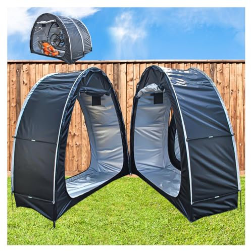 Fxiaobin 2 PCS Box Biciclette può Essere Giuntato Box Biciclette da Esterno con Doppie Porte per 2-5 Biciclette Ricovero Attrezzi Tettoia per Esterno,Black