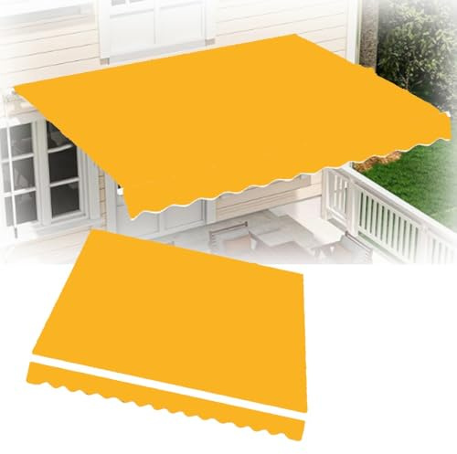 Toldo retráctil amarillo impermeable de 400 x 300 cm para patio y balcón, toldo enrollable manual, resistente a los rayos UV, toldo al aire libre para terraza G y piscina.
