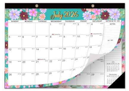Donfulfip Calendrier mural de janvier 2026 à juin 2027, 18 mois - Calendrier mensuel détachable pour suivre les événements et les rendez-vous, avec autocollants de planification pour bureau et famille