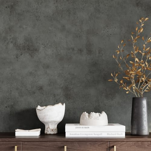 VaryPaper Selbstklebende Tapete Betonoptik Dunkelgrau Wandtapete Industrial 40cmx200cm Möbelfolie Betonoptik Klebefolie Arbeitsplatte Küche Tapeten Badezimmer Flur Treppen Schrank Folie für Möbel