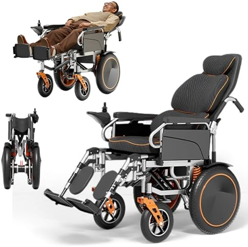 Elektrorollstuhl faltbar – 20Ah–30 km, XL Sitz 45 cm, 700 W Motor, bis 150 kg, elektrische Liegefunktion 160°, Schubhilfe, pannensichere Vollreifen,20Ah/30km