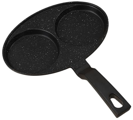 Bvdfgk Padella Antiaderente per Friggere Uova, Padella per Bistecche, Utensili da Cucina, Scaldaburro, Accessori Pratici da Cucina, Padella per Pancake, Nero, 2 Fori