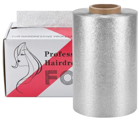 Strängfolie aluminiumfolie hårfärg, 100 m aluminiumfolie för frisörsalong, professionell frisörfolie med skäranordning, silverslingfolie, aluminiumfolie för slingor set för färgning och slingor