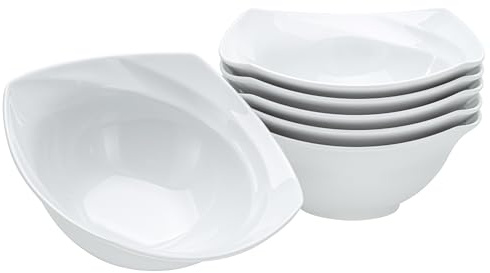CreaTable, Serie Celebration, Geschirrset aus Porzellan, spülmaschinen- und mikrowellengeeignet, Made in Europe (Weiss, Müslischale 6 teilig)