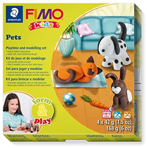 Staedtler Fimo Kids Form & play, Pain de Pâte à Modeler 42 g de Haute Qualité, Extrêmement Souple, pour Enfant, 8034 02 LZ
