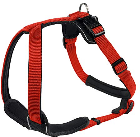 HUNTER Hundegeschirr NEOPREN, Farbe: rot/schwarz, strapazierfähiges Nylon, mit weichem Neopren gepolstert, reflektierendes 3M Scotchlite Reflective Material, pflegeleicht, komfortabel, Größe: M/1