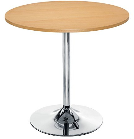 Office Hippo - 80cm Indoor Café Bistro Table. Round Dining Table For Kitchen, Dining Room, Home Or Office Space. Pedestal Table Home Furniture With Aesthetic MDF Beech Veneer Top & Chrome Base