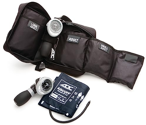 ADC Diagnostix Multikuf 731 – ADC-Notfallmedizin-Set mit 3 Manschetten, professionelles handgehaltenes Aneroid-Blutdruckmessgerät, marineblau