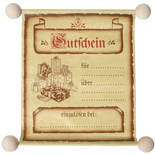 Gutscheinrolle - edel aus Papier, Holzrolle + Satinband