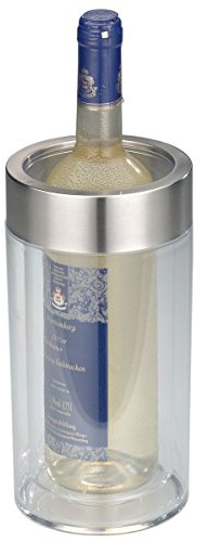 axentia Flaschenkühler transparent, Behälter zum Kühlen von Wein, Sekt, Champagner oder Softdrinks, Getränkekühler doppelwandig, Maße: ca. Ø 12 x H 19.5 cm