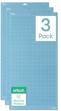 Cricut LightGrip Cutting Mats 12in x 24in, Reusable Cutting Mats for Crafts with Protective Film, Use with Printer Paper, Vellum, Light Cardstock & More for Cricut Explore & Maker (3 Count), Blue
