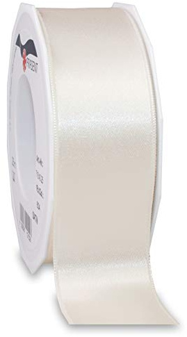 C.E. Pattberg Satin Ivoire (crème), Rouleau de 25 m de Ruban Satinée pour Emballage Cadeau, Largeur 40 mm, Accessoire de Décoration et Bricolage, Ruban Décoratif pour Présents, en Toute Occasion
