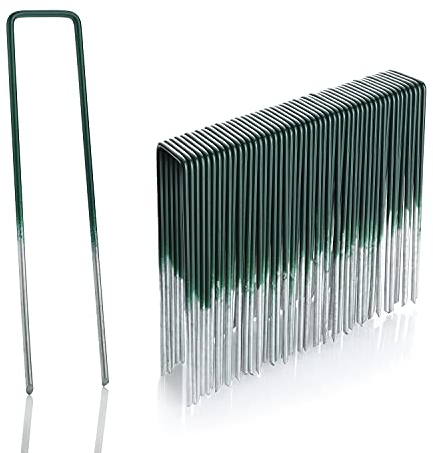 GardenMate 50 Kunstrasen-Erdanker Halb-Grün Feuerverzinkt aus Stahldraht 150mm lang - 25mm breit aus Stahldraht Stärke 2,9mm - Flacher Kopf