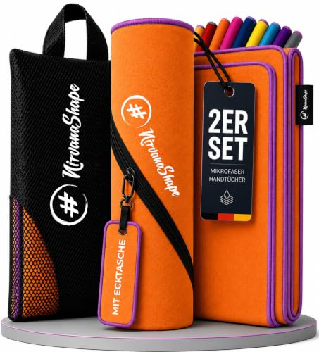 NirvanaShape Mikrofaser Handtuch, Microfaser Handtücher leicht, kompakt als Sauna-Handtuch, Badetuch, Strandtuch, Sporthandtuch, 2er Set L+M 140 x 70 + 120 x 60 cm | Microfaser Handtücher Set, Strandtuch, Sporthandtuch, Duschtuch, Saunatuch, schnelltrocknend, leicht