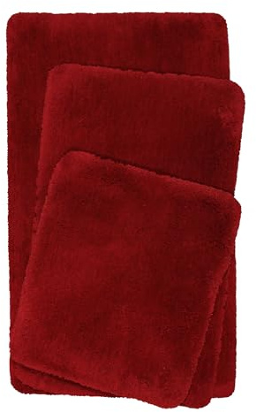 Homie Living Badteppich, Badematte kuscheliger Flauschiger weicher Flor l rutschfest und Waschbar Porto Azzurro (80 x 150 cm, Rot)