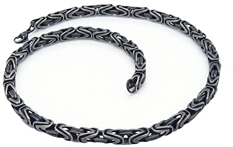 KnSam Edelstahl Byzantine Königskette 45-80 cm, Männer Halskette Edelstahl Gold/Silber/Schwarz Herren Metallketten Punk Breit 6MM Hip Hop Freundschaftsketten Jungen