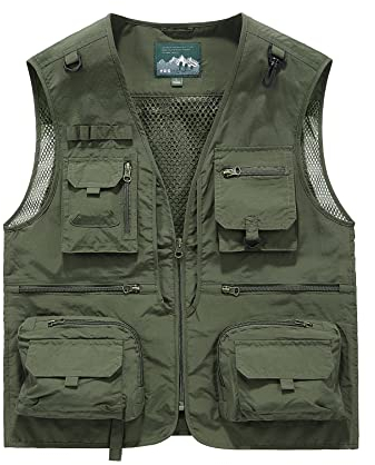 Btmpmcs Herren Outdoor Weste Freizeit Schnelltrocknende Anglerweste mit vielen Taschen Sommer Ärmellos Jacke Leicht Fotografie Sport Weste Camping Jagd Wandern Multifunktionsweste