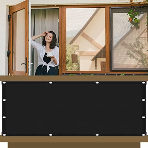 Balkon Sichtschutz Seitenmarkise 95 x 250 cm Wasserabweisend Windschutz Sonnen Segel PB2 PES 100% Polyester für Balkon Garten Balkongeländer, Schwarz