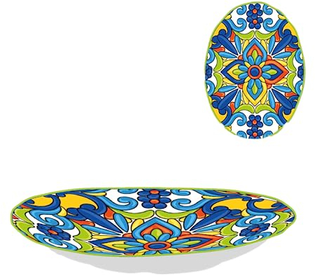 ARCA, Piatto Fondo Ovale in Melamina, Per la Tua Tavola, Design Vivace e Moderno, Collezione Lipari, 23x17x4 cm