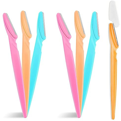 6Pcs Eyebrow Razors Eyebrow Facial Hair Remover Eyebrow Trimmer Shaper with Precision Cover Exfoliating Dermaplaning Tool Portable Shaving Grooming Kit for Women and Men