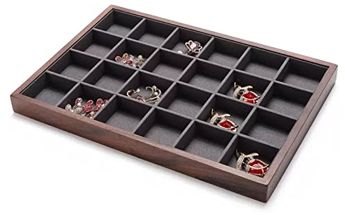 Schmuckständer Earring Organizer Tray Stackable Velvet Jewelry Trays Organizer, Jewelry Storage Display Trays for Drawer, Earring Necklace Bracelet Ring Organizer, 24 Grids Schmuckhalterung/Schmuckhal