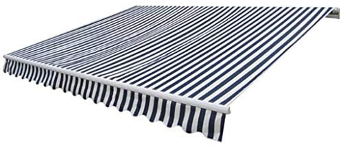 PURADAY Tenda da sole per balcone, larghezza 400 cm, blu navy e bianco, telaio in alluminio con braccio snodato motorizzato, impermeabile, antimacchia, tenda da sole da giardino, terrazza, caffetteria