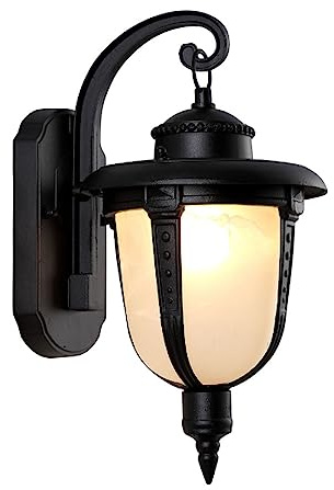 Mengjay Antike Wandleuchte Außen E27 in Antik Metall Rustikale Außenlampe Balkon Rustikale Glas Wandlampe Retro Metall Außenwandleuchte Gartenlampe Hoflampe Eingangs Außenwandleuchte (A)