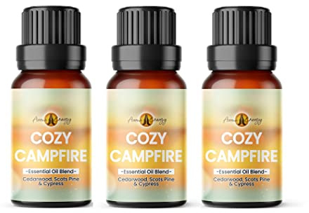 Cozy Campfire Essential Oil Blend - 30ml (3 x 10ml Bottles) - Contains Cedarwood, Scots Pine & Cypress - 100% Pure & Natural