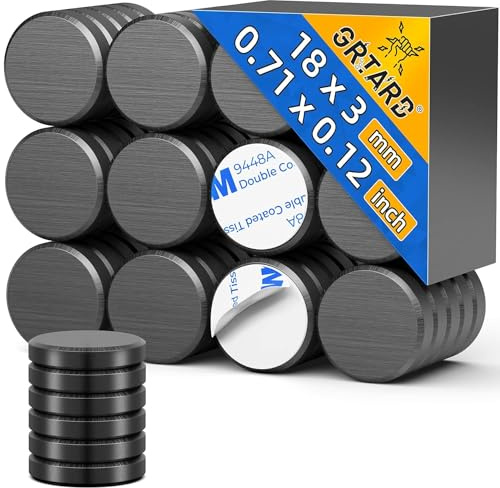 Grtard 45 Pack 0.71in x 0.12in Ceramic Disk Magnets with Adhesive Backing, Industrial Magnet for DIY, Science, Hobbies, Projects