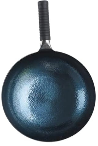 COLLBATH Wok Traditionnel Fer Poêle à Frire Profond Cuisinière à Gaz Marmite Poêle à Sauter Wok Avec Poignée