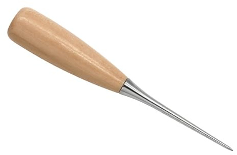 Tool with Wood Handle Leatherworking Tool Leather Hole Tool Stitching Needle 4.9inch for Leather Craft & Fabric Marking Piercing Needle