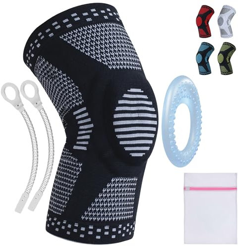 360 RELIEF - Compression Knee Brace with Gel Pads and Side Knee Stabilizers, Joint Support, Comfort, Active Recovery, Running, Workout Protection - X-Large, Black + Laundry Bag