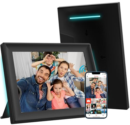 Cornice digitale da 32 GB con luce LED FRAMEO 10,1 pollici WiFi, 1280 x 800 HD IPS Touch Screen LCD Rotazione automatica 32 GB Memoria Condividi momenti istantaneamente tramite l'app Frameo da
