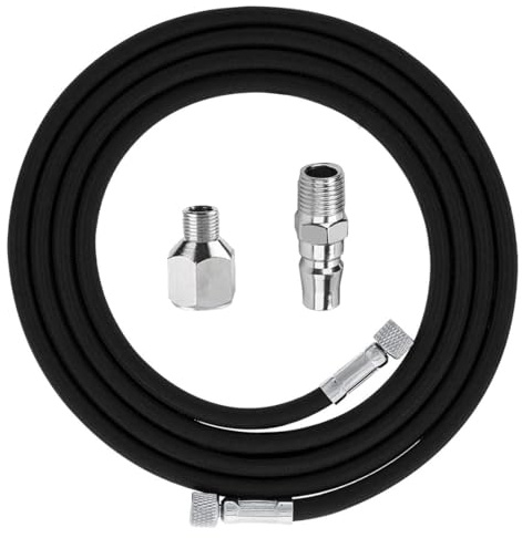 IKOPFLN Tuyau d'aérographe en nylon de 1,8 m avec adaptateur d'aérographe 1/8-1/4 - Connexions standard 1/8 aux deux extrémités - pour compresseur d'air de pistolet pulvérisateur (noir)