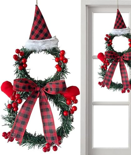 Couronne de Noël lumineuse – Couronne de porte d'extérieur | Couronne de porte d'entrée, décoration d'intérieur, couronne de Noël à DEL en pin, décorations de Noël