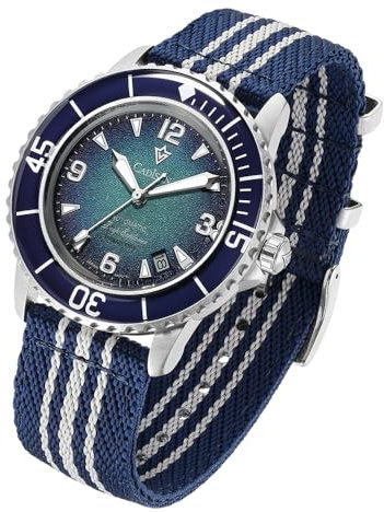 CADISEN Automatik Uhr Herren Saphirglas 200M Wasserdicht Armbanduhr Beiläufig (8239blau)