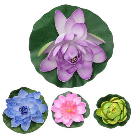 Warmhm Künstliche Lotusblumen Aus Eva-Material Schwimmende Seerosen-Dekoration für Den Teich Garten Terrasse Zuhause
