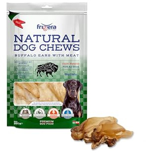Frigera Orejas De Búfalo con Pulpa 250g - Snacks Naturales para Perros, Ricos En Proteínas, Sin Gluten Y Sin Cereales, Sin Aditivos