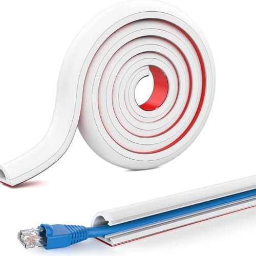 Goulotte de câble semi-circulaire de 1 m, blanche, autocollante, cache-câbles pour la protection des câbles, passe-câbles pour câble d'alimentation dans la maison et le bureau