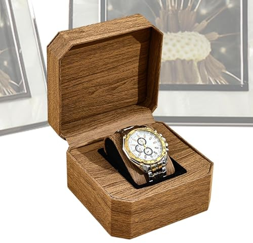 Generisk Single Watch Box – Single Watch-fodral, PU-läder åttakantig klockförvaring | smyckesförvaringshållare, bärbart armband, arrangör, lyx för hem eller resor