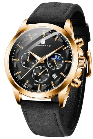 BENYAR BY Herrenuhr Uhren Herren Wasserdicht Herrenuhren Chronograph männer Armbanduhr für Herren Gold/Silber/Blau/Schwarz Eleganz Lederarmband/Edelstahl Quarz Geburtstags/Weihnachts